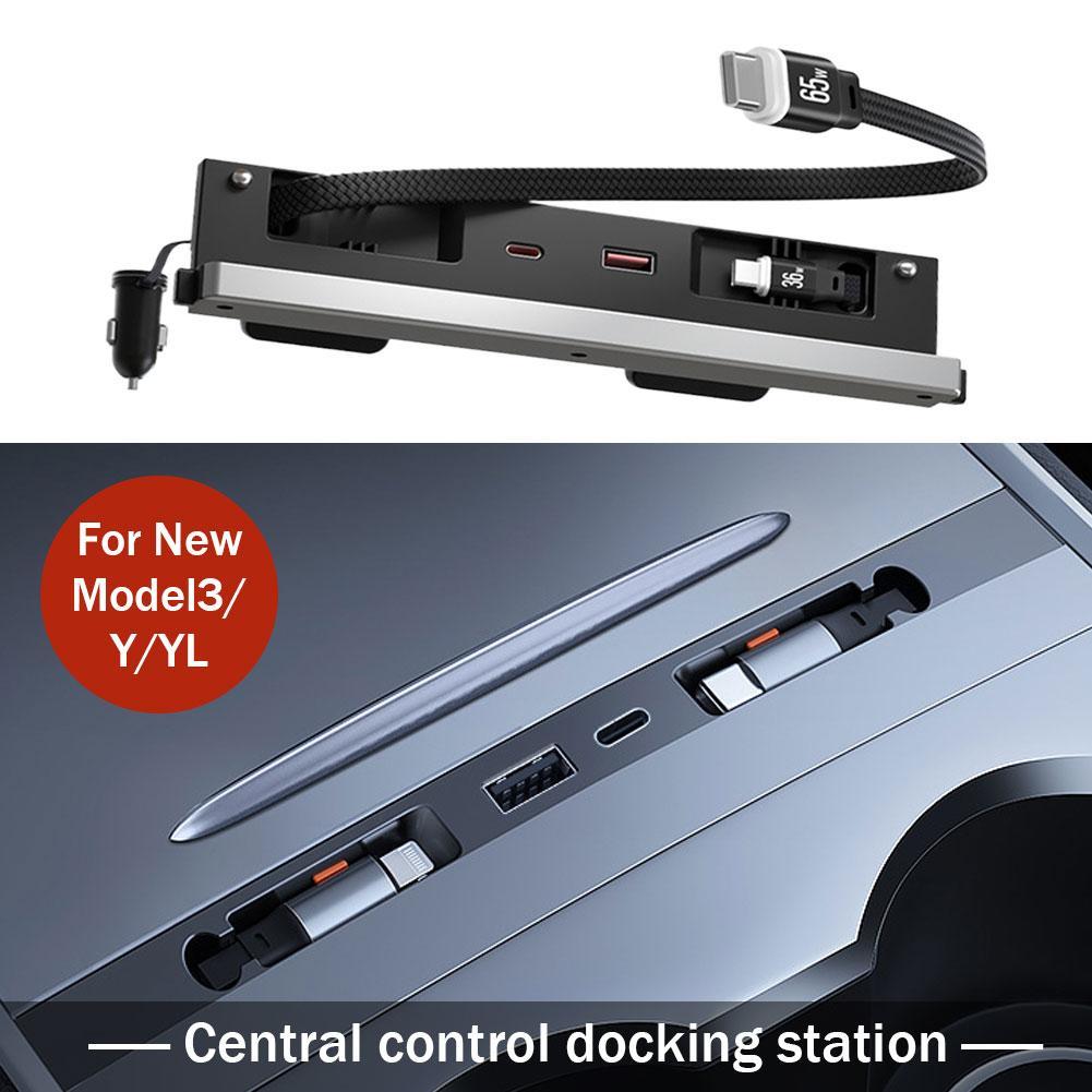 Usb Hub Type C - Station d'accueil centrale pour voiture, chargeur